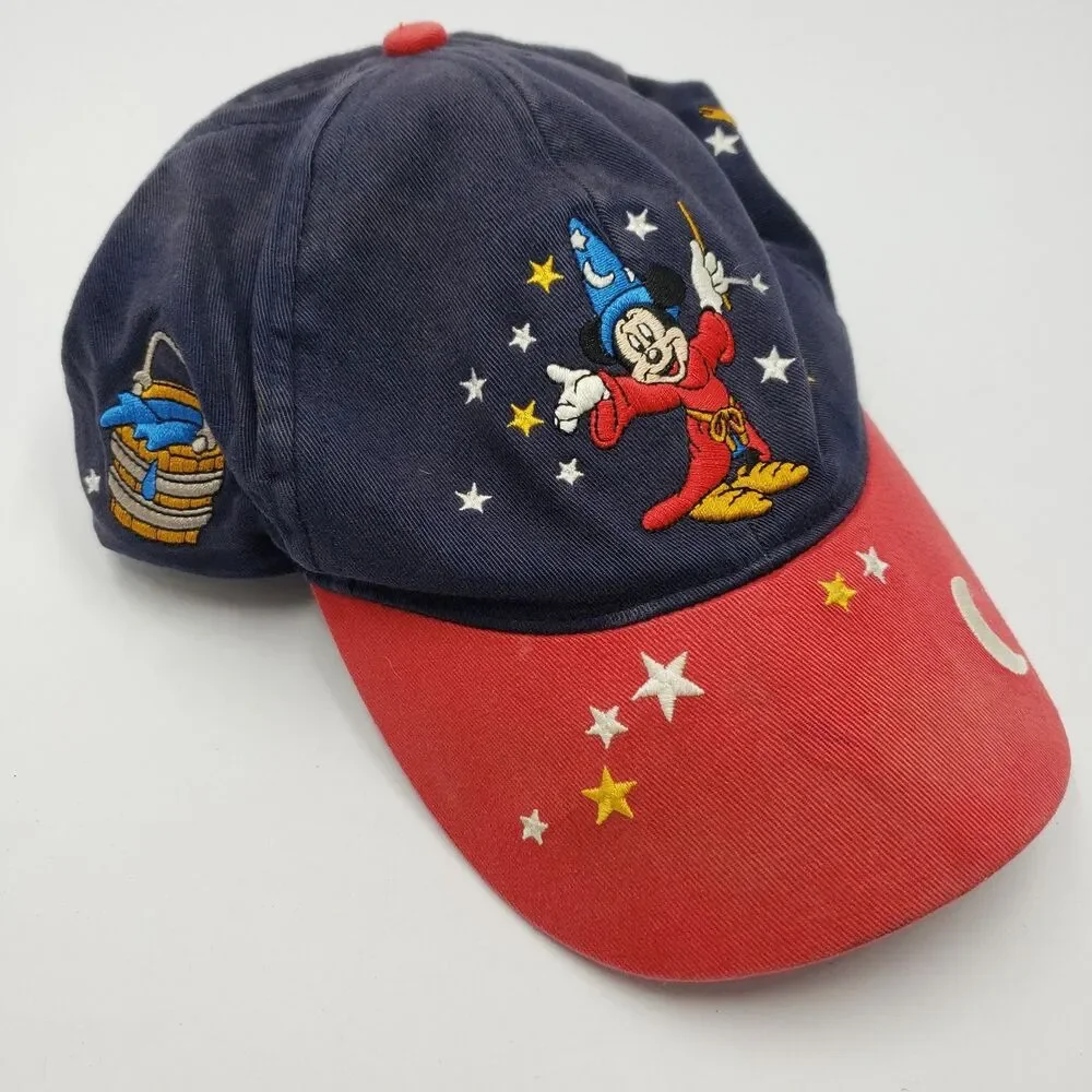 Vintage Walt Disney World Sorcerer Mickey Mouse Fantasia Hat Youth Cap Brooms